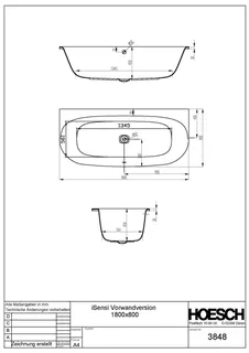 Hoesch Badewanne iSensi Vorwand 1800x800 Weiß – Bild 3