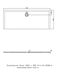 Hoesch Duschwanne Muna 2000x800x30 ohne Antirutsch, Material Solique, Weiß – Bild 3
