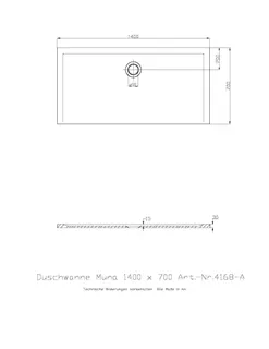 Hoesch Duschwanne Muna 1400x700x30 ohne Antirutsch, Material Solique, Weiß – Bild 3