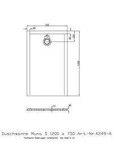 Hoesch Duschwanne Muna S 1200x750x30 ohne Antirutsch, Material Solique, Weiß – Bild 2