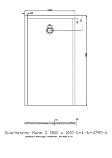 Hoesch Duschwanne Muna S 1800x1000x30 ohne Antirutsch, Material Solique, Weiß – Bild 2