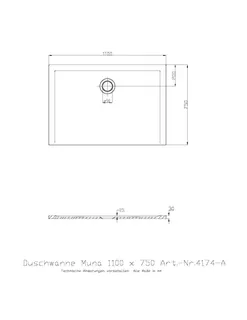 Hoesch Duschwanne Muna 1100x750x30 ohne Antirutsch, Material Solique, Weiß – Bild 2