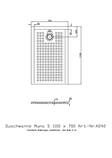 Hoesch Duschwanne Muna S 1100x700x30 mit Antirutsch, Material Solique, Steingrau – Bild 2