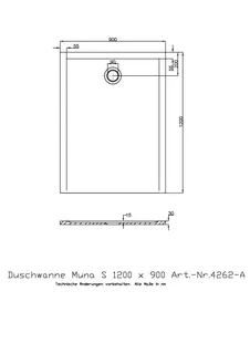 Hoesch Duschwanne Muna S 1200x900x30 ohne Antirutsch, Material Solique, Weiß – Bild 2