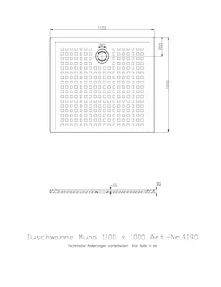 Hoesch Duschwanne Muna 1100x1000x30 mit Antirutsch, Material Solique, Weiß – Bild 2