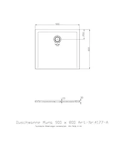 Hoesch Duschwanne Muna 900x800x30 ohne Antirutsch, Material Solique, Weiß – Bild 2