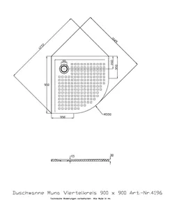 Hoesch Duschwanne Muna 1/4-Kreis 900x900x30 mit Antirutsch, Material Solique, Weiß – Bild 2