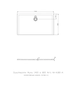 Hoesch Duschwanne Muna 1400x800x30 ohne Antirutsch, Material Solique, Weiß – Bild 3