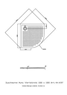 Hoesch Duschwanne Muna 1/4-Kreis 1000x1000x30 mit Antirutsch, Material Solique, Weiß – Bild 2