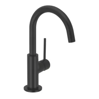 DEEP BLACK Waschtisch-Einlochbat. Slim M-Size Griff seitl. ohne Ablauf Schwarz matt