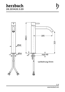 DEEP iX Waschtisch-Einlochbatterie XL-Size 40mm 185mm ohne Ablauf Edelstahl – Bild 2