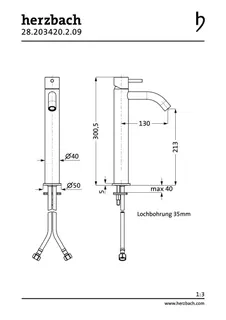 DEEP iX Waschtisch-Einlochbatterie XL-Size 40mm 130mm ohne Ablauf Edelstahl – Bild 2