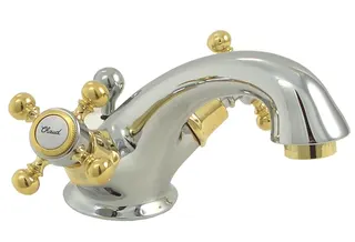 ANAIS Waschtisch-Einlochbatterie mit Ablauf Chrom-Gold