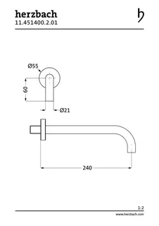NANO Wandauslauf 240mm rund gewinkelt Chrom – Bild 2