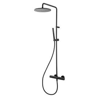 LIVING SPA Duschsäule RB 250mm rund Stabhandbrause Schwarz matt
