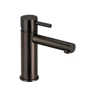 DESIGN iX PVD WT-Einlochbatt. M-Size mit Ablauf Black Steel