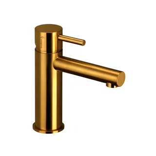 DESIGN iX PVD WT-Einlochbatt. M-Size mit Ablauf Brass Steel