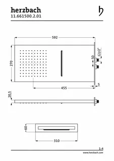 LIVING SPA Wand-Regenbrause 592x270mm Regen/Schwall poliert – Bild 2