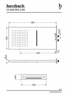 LIVING SPA Wand-Regenbrause 592x270mm Regen/Schwall gebürstet – Bild 2