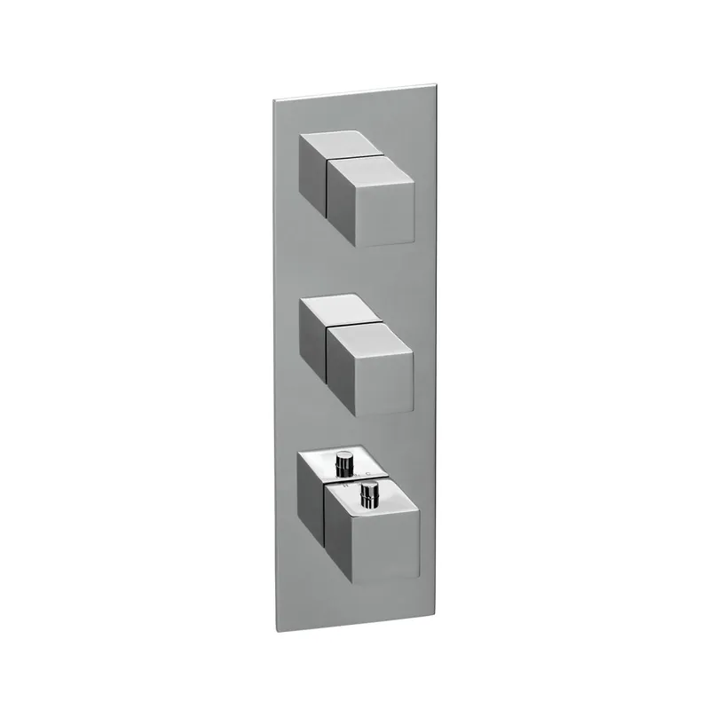 LOGIC XL 2 Thermostat-Farbset 1 Blende eckig 3 Griffe eckig Chrom
