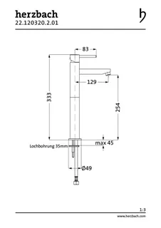 NANO Waschtisch-Einlochbatterie XL-Size 130mm Schaft ohne Ablauf Chrom – Bild 2