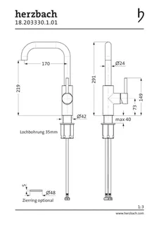DEEP Waschtisch-Einlochbatterie L-Size Griff seitl. ohne Ablauf Chrom – Bild 2