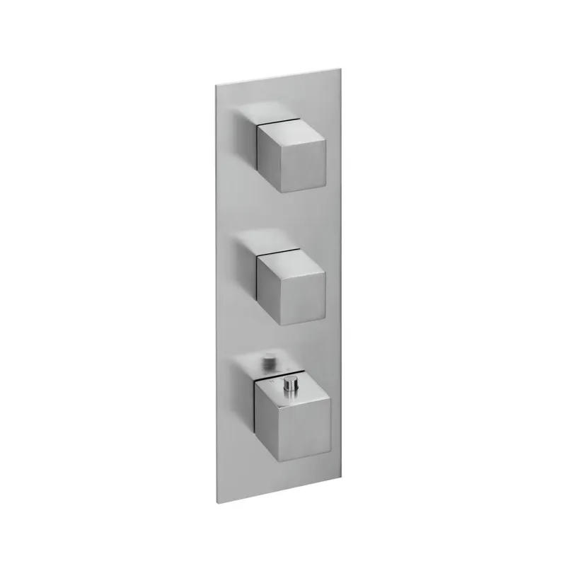 LOGIC XL 2 Thermostat-Farbset 1 Blende eckig 3 Griffe eckig Edelstahl