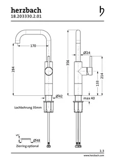 DEEP Waschtisch-Einlochbatterie XL-Size Schaft Griff seitl. ohne Ablauf Chrom – Bild 2