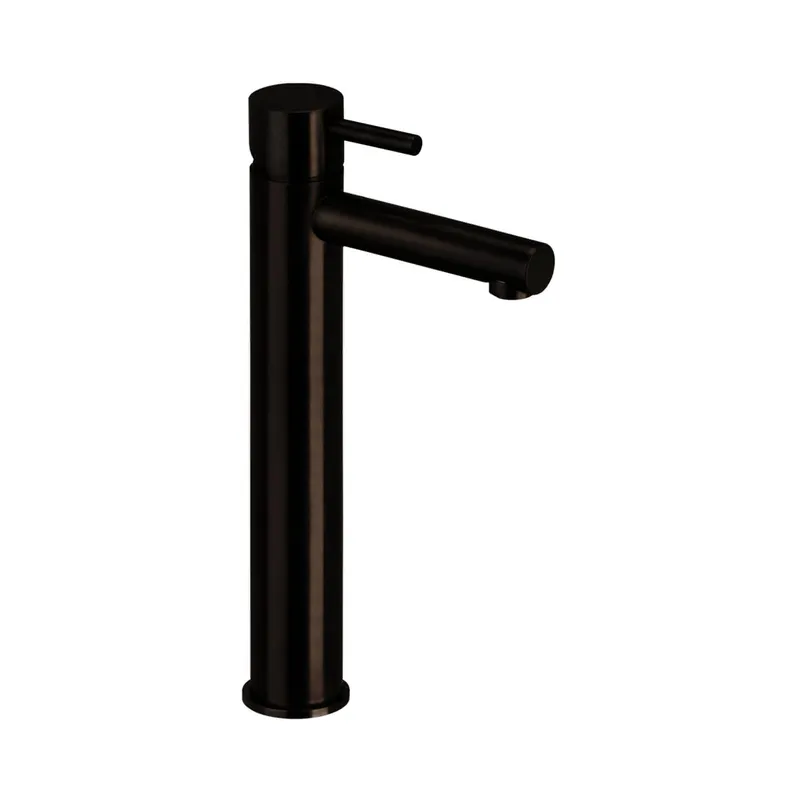 DESIGN iX PVD Waschtisch-Einlochbatt. XL-Size Schaft ohne Ablauf Black Steel