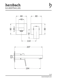 NEO CASTELL Waschtisch-Wandbatterie Farbset 210mm 2 Blenden Chrom – Bild 2
