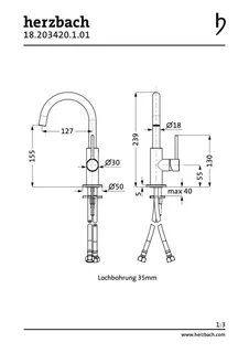 DEEP Waschtisch-Einlochbatterie Slim M-Size Griff seitl. ohne Ablauf Chrom – Bild 2