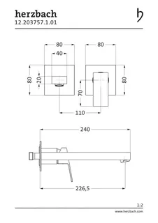 NEO CASTELL Waschtisch-Wandbatterie Farbset 240mm 2 Blenden Chrom – Bild 2