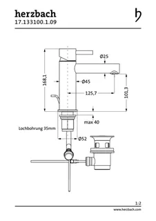 DESIGN iX Waschtisch-Einlochbatterie M-Size mit Ablauf Edelstahl – Bild 2