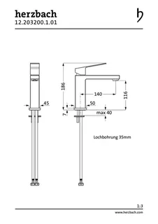 NEO CASTELL Waschtisch-Einlochbatterie M-Size ohne Ablauf Chrom – Bild 2