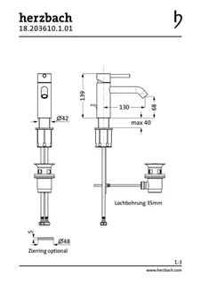 DEEP Waschtisch-Einlochbatterie S-Size 130mm mit Ablauf Chrom – Bild 2