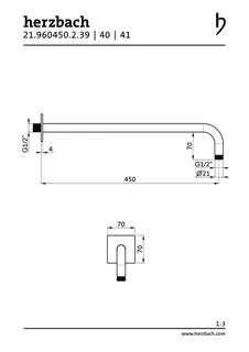 LIVING SPA Wandarm 450mm 70 eckig gewinkelt Copper Steel – Bild 2