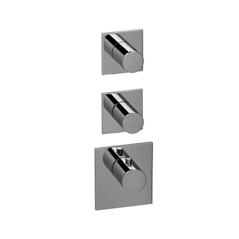 LOGIC XL 2 Thermostat-Farbset 3 Blenden eckig 3 Griffe rund Chrom