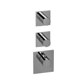 LOGIC XL 2 Thermostat-Farbset 3 Blenden eckig 3 Griffe rund Chrom