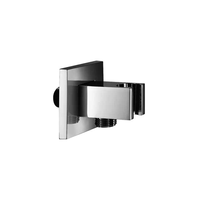 LIVING SPA Anschlussbogen mit Konushalter eckig Chrom