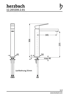 NEO CASTELL Waschtisch-Einlochbatterie XL-Size Schaft ohne Ablauf Chrom – Bild 2