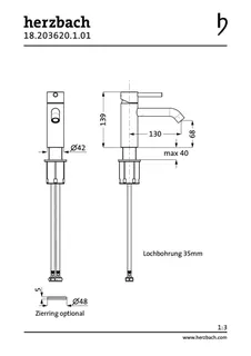 DEEP Waschtisch-Einlochbatterie S-Size 130mm ohne Ablauf Chrom – Bild 2