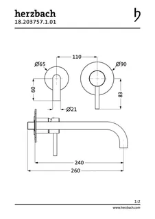 DEEP Waschtisch-Wandbatterie Farbset 240mm Chrom – Bild 2