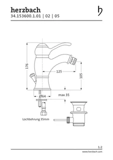 EPOCA Bidet-Einlochbatterie mit Ablauf Chrom – Bild 2