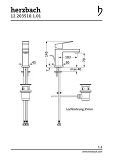 NEO CASTELL Waschtisch-Einlochbatterie S-Size mit Ablauf Chrom – Bild 2