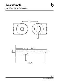 DESIGN iX PVD Waschtisch-Wandbatterie Farbset 210mm Brass Steel – Bild 2