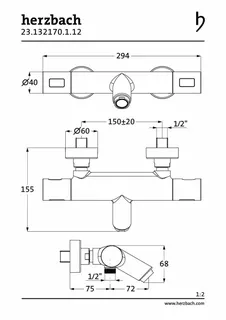 LIVING Thermostat-Wannenbatterie Aufputz rund Schwarz matt – Bild 2