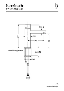 DESIGN iX Waschtisch-Einlochbatterie S-Size ohne Ablauf Edelstahl – Bild 2