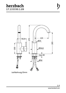 DESIGN iX Waschtisch-Einlochbatterie L-Size Griff seitl. ohne Ablauf Edelstahl – Bild 2