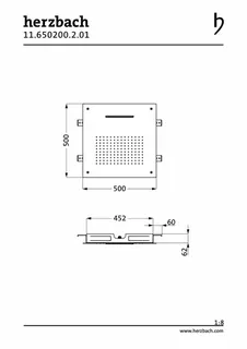 LIVING SPA Deckeneinbau-Regenbrause 500x500mm Regen/Schwall poliert – Bild 2