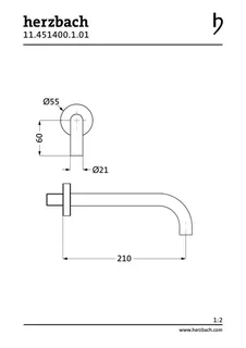 NANO Wandauslauf 210mm rund gewinkelt Chrom – Bild 2